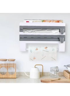 Generic 4 in 1 Multifunctional Organizer Wall Mounted Kitchen Shelf Paper Towel Holder Foil & Plastic Film Dispenser  - Image 1