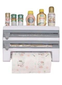 Generic 4 in 1 Multifunctional Organizer Wall Mounted Kitchen Shelf Paper Towel Holder Foil & Plastic Film Dispenser  - Image 4