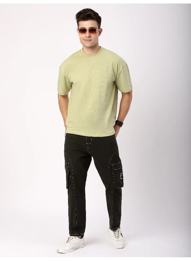 بيونغ Dark Brown Cut And Sew Contrast Stitch Cargo Pants