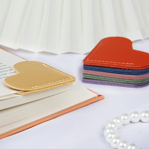 Kinsound Leather Heart Bookmarks - Kinsound 6 Pieces Cute Corner Page Book Marks for Teachers Students Book Reading Lovers, for School Office Home Supplies (Heart（6pcs）) - Image 3