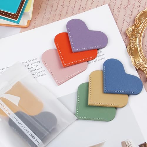 Kinsound Leather Heart Bookmarks - Kinsound 6 Pieces Cute Corner Page Book Marks for Teachers Students Book Reading Lovers, for School Office Home Supplies (Heart（6pcs）) - Image 5