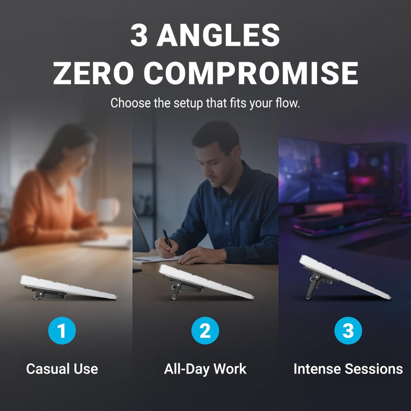 GPG2 حامل لوحة مفاتيح GPG2 ESC القابل للطي للمكتب، رافع مدمج قابل للإمالة مع 3 زوايا قابلة للتعديل للكتابة المريحة، متوافق مع لوحة المفاتيح السحرية ونماذج الظهر المسطح - Image 3