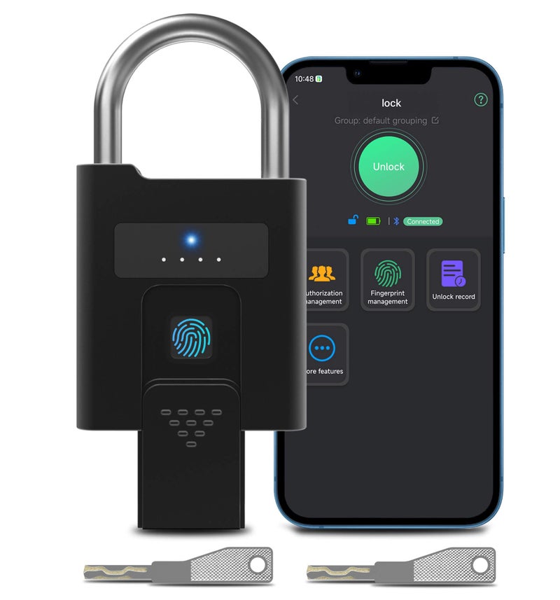 eLinkSmart Fingerprint Padlock with Key Backup Heavy Duty Weatherproof Bluetooth Biometric Keyless Electronic Digital Smart Pad Lock for Gate Outdoor Fence Storage Locker Pool Shed - Image 2