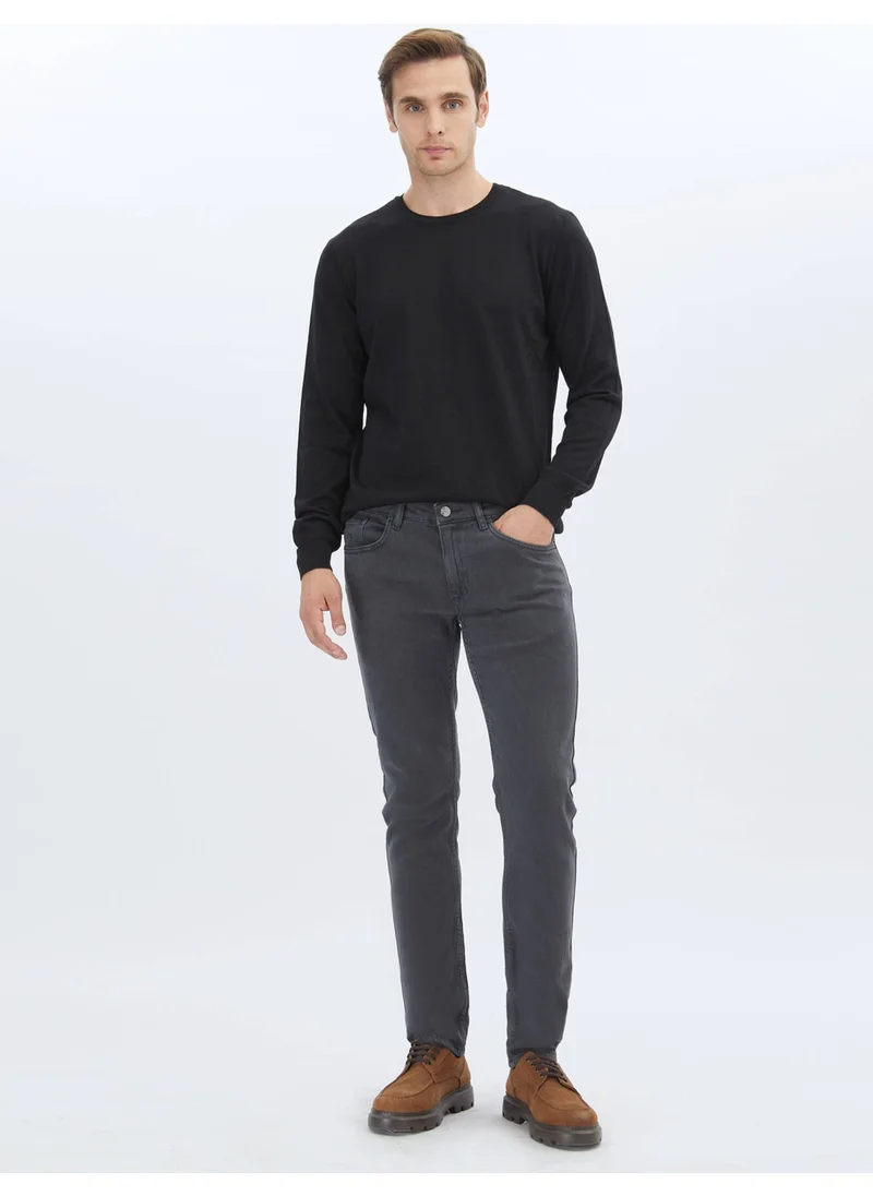 Kip Black Crew Neck Plain Knit Wool Blend Sweater