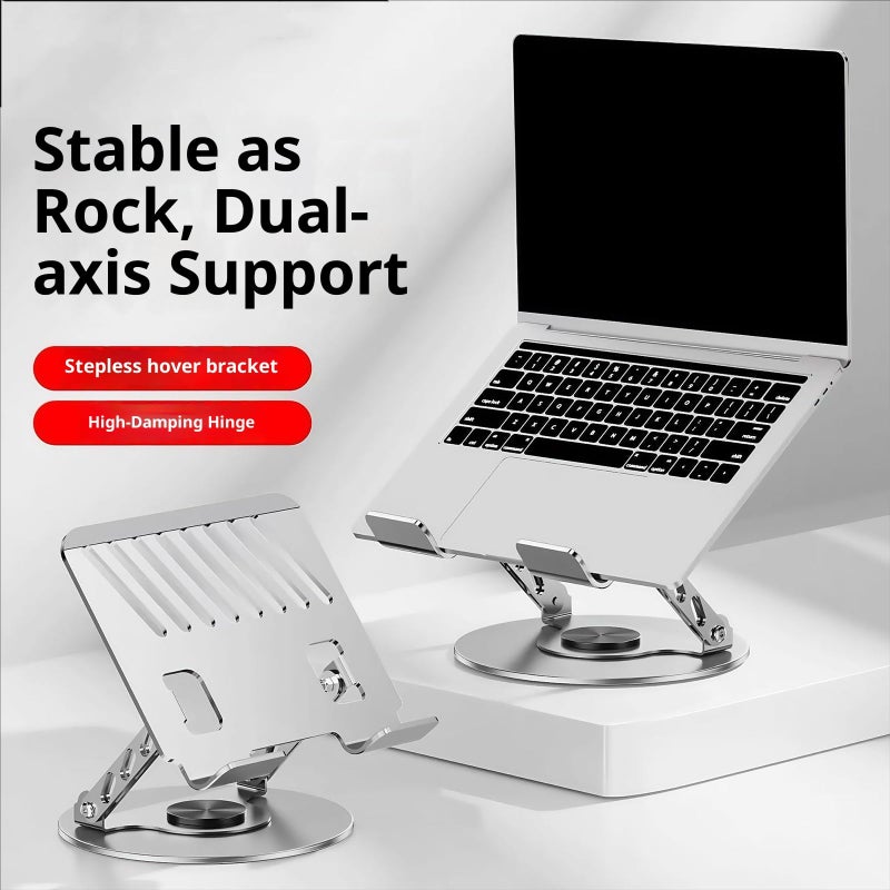 حامل تبريد كمبيوتر محمول قابل للتعديل بمحورين، قاعدة قابلة للطي من الصلب الكربوني قابلة للدوران 360 درجة مقاس 23.5 × 23.5 سم - Image 3