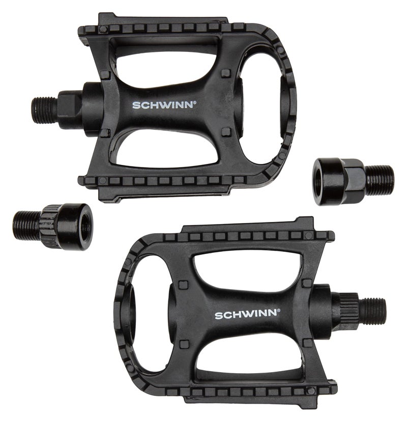 SCHWINN دواسات دراجة شوان الأساسية المركبة، سوداء، مجموعة من 2، خفيفة الوزن، مع عواكس، تناسب 1/2" أو 9/16" كرانك، أسطح مصبوبة للقبضة، تركيب سهل، دواسات دراجة بديلة - Image 3