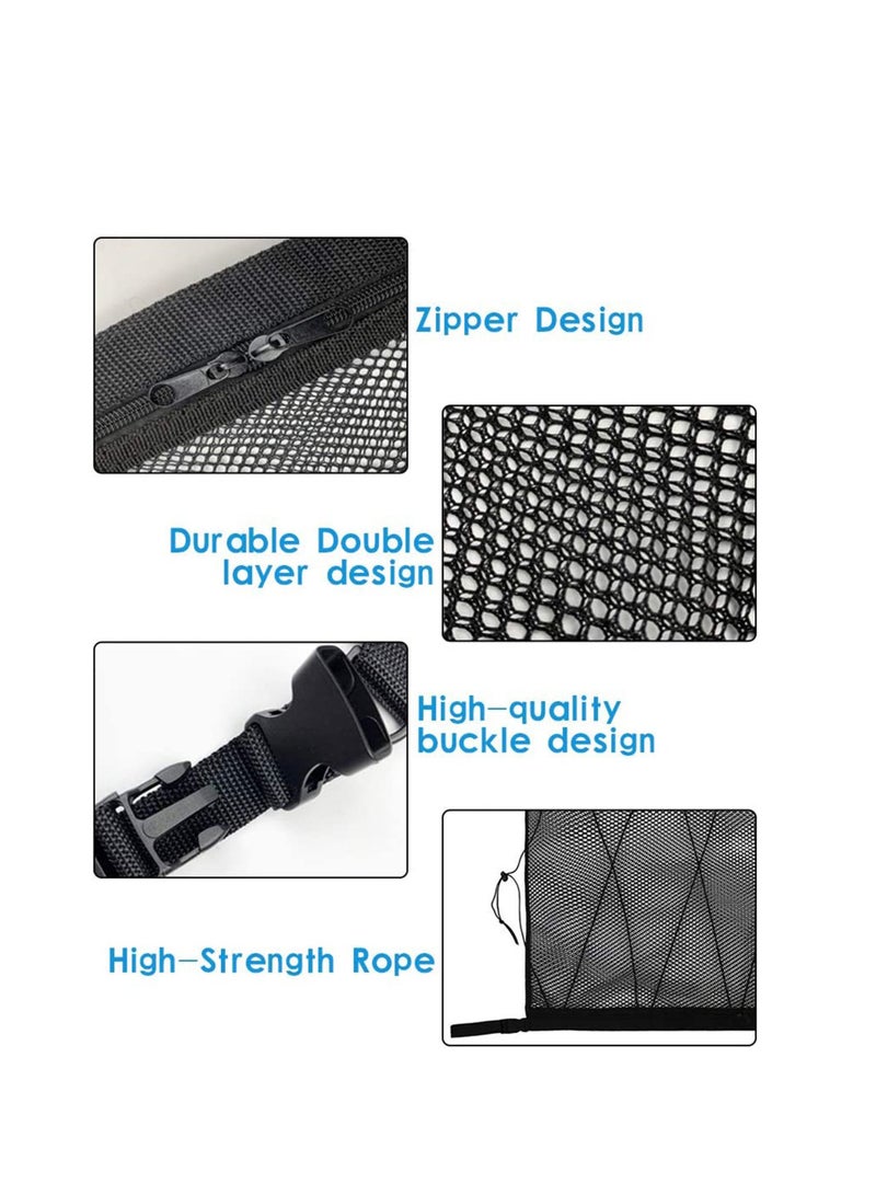 SYOSI Double Layer Mesh SUV Interior Ceiling Cargo Storage Organizer Net with Adjustable Buckle and Extra Drawstring - Image 2