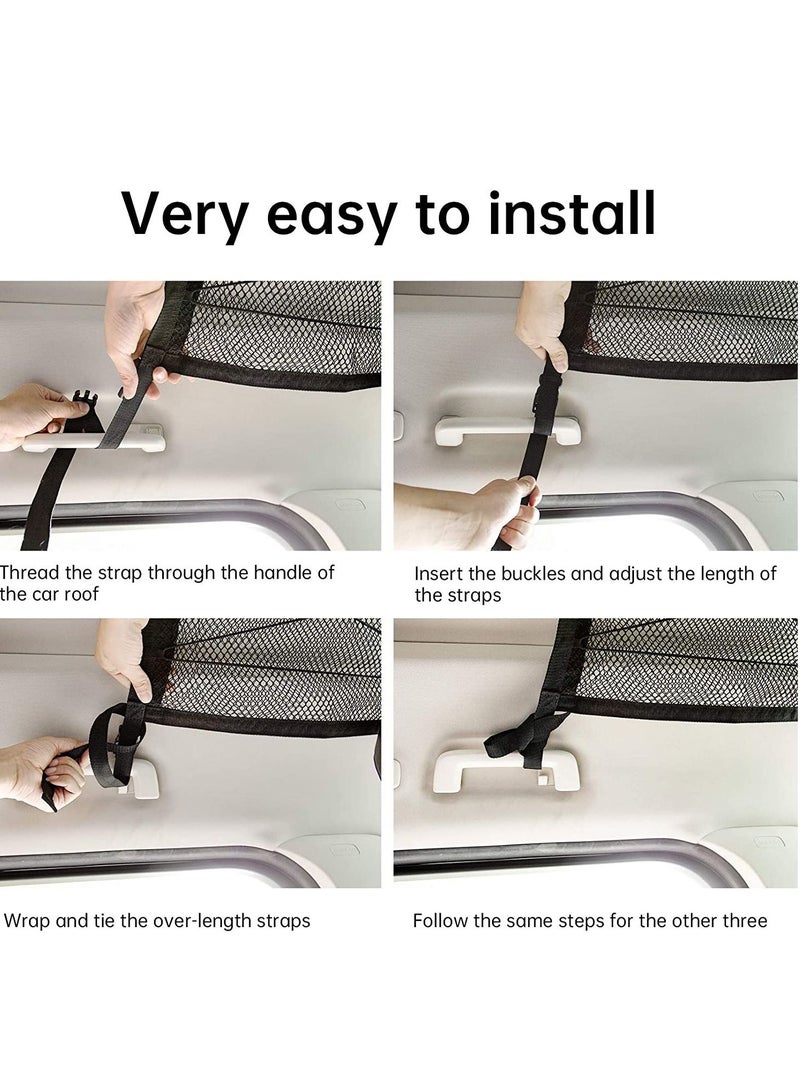 SYOSI Double Layer Mesh SUV Interior Ceiling Cargo Storage Organizer Net with Adjustable Buckle and Extra Drawstring - Image 4