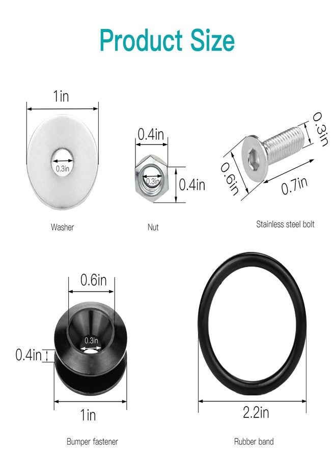 Mellbree Bumper Quick Release, JDM Quick Release Holders Front Rear Bumper Fasteners Trunk Band Fenders clip Kits Compatible for Universal Car Bumper (Black 4 x Release Tabs with 12 x O-Ring Fastener） - Image 4