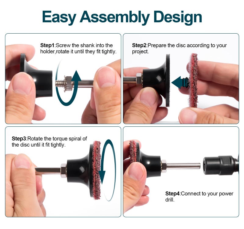 S SATC أقراص صنفرة S SATC 46PCS مقاس 2 إنش رول لوك أقراص تغيير سريع 1 قطعة حامل 1/4 بوصة لأقراص تكييف السطح ناعمة ومتوسطة وخشنة لطحن السطح وصقله وإنهاء البور وازالة الصدأ والدهان - Image 2