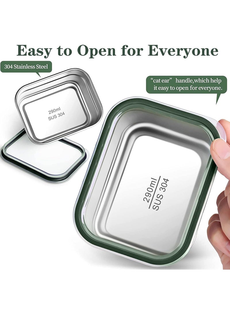 TOMSHOO Stainless Steel Lunch Box for Kids Adults,Insulated Bento Lunch Box with Tableware & Bag,1060ML 4 Compartment Divided Lunch Containers with Lids,Leakproof | BPA Free | Dishwasher Safe （Green） - Image 3