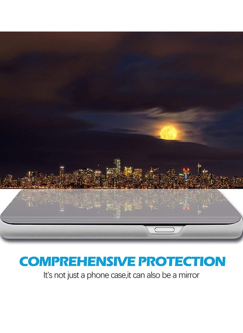 Generic - Cover For Xiaomi 11 Lite 5G Ne Mi 11 Lite 5G 4G Cell Phone Case Clear View Mirror Flip Cover Pu Leather With Kickstand Protective Cover For Xiaomi 11 Lite 5G Ne Xiaomi 11 Lite Silver - Image 1
