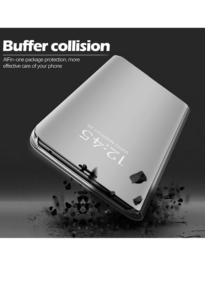 Generic - Cover For Xiaomi 11 Lite 5G Ne Mi 11 Lite 5G 4G Cell Phone Case Clear View Mirror Flip Cover Pu Leather With Kickstand Protective Cover For Xiaomi 11 Lite 5G Ne Xiaomi 11 Lite Silver - Image 1