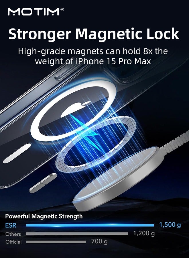 Motim iPhone 15 Pro Max Magsafe Case with Rotatable Lens Stand, Compatible with MagSafe, N52 Stronger Magnets, Anti-Yellow and Anti-Scratch, Shockproof Full Protection Mobile Back Cover - Image 2