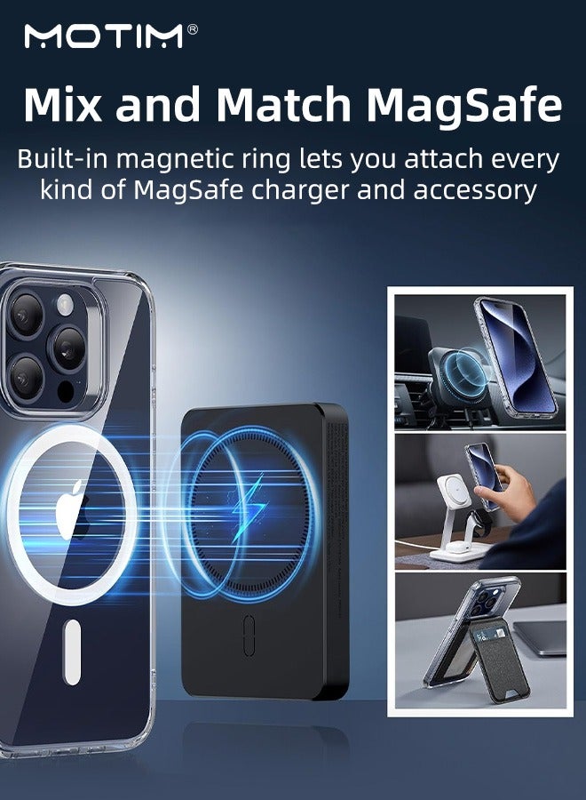 Motim iPhone 15 Pro Max Magsafe Case with Rotatable Lens Stand, Compatible with MagSafe, N52 Stronger Magnets, Anti-Yellow and Anti-Scratch, Shockproof Full Protection Mobile Back Cover - Image 3