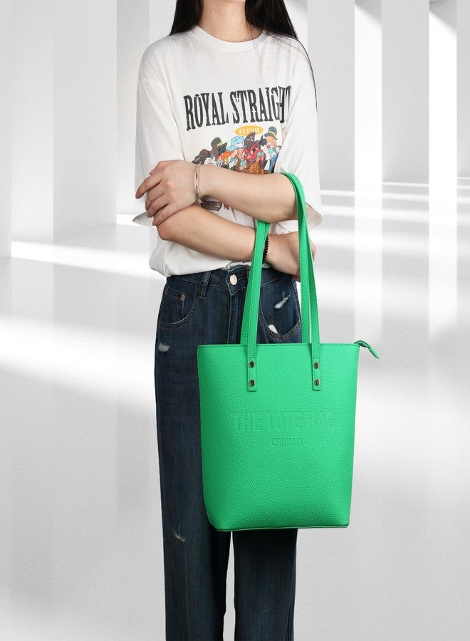 Chinllo Tote Bag for Women, Medium Top Handle Handbags Purse, Green-grained, Medium - Image 2