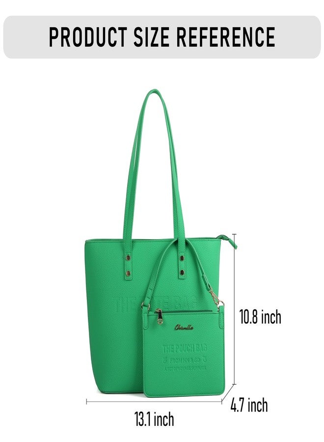 Chinllo Tote Bag for Women, Medium Top Handle Handbags Purse, Green-grained, Medium - Image 3