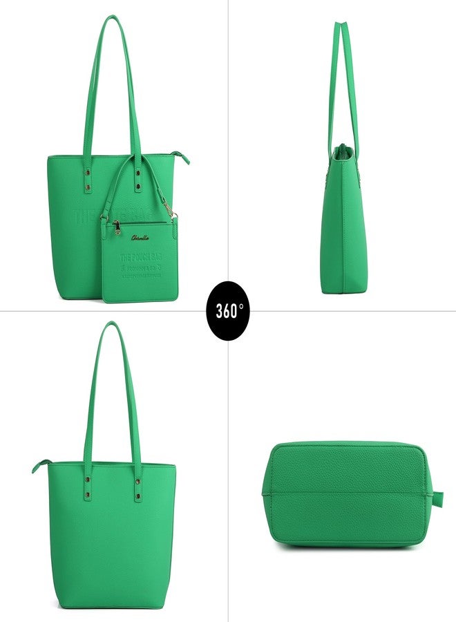 Chinllo Tote Bag for Women, Medium Top Handle Handbags Purse, Green-grained, Medium - Image 5