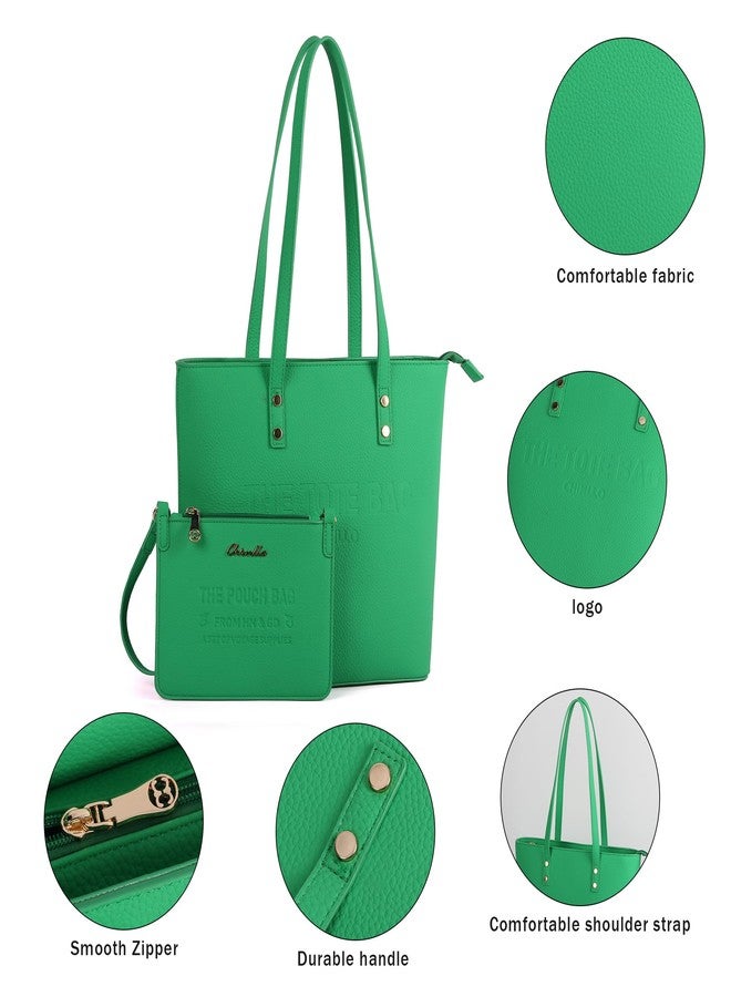 Chinllo Tote Bag for Women, Medium Top Handle Handbags Purse, Green-grained, Medium - Image 4