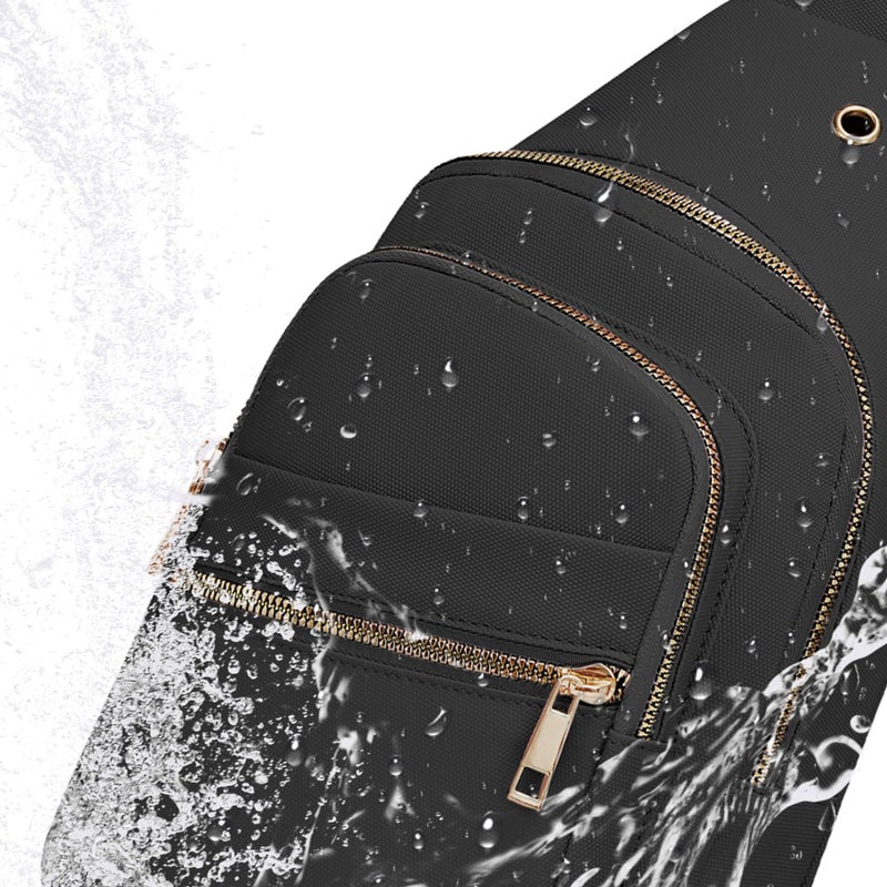 Aganmi Small RFID Waterproof Travel Crossbody Sling Bags for Women Men, Black Hands Free Lightweight Sling Backpack Chest Bag Daypack for Outdoors Hiking Traveling Fitness Daily Commuting Shopping - Image 4
