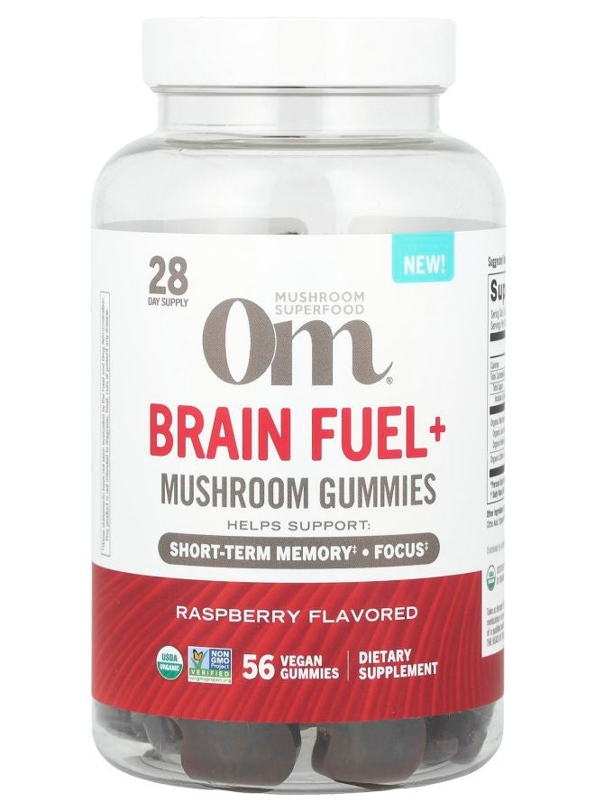 Om Mushrooms Brain Fuel+ Mushroom Gummies Raspberry  56 Vegan Gummies