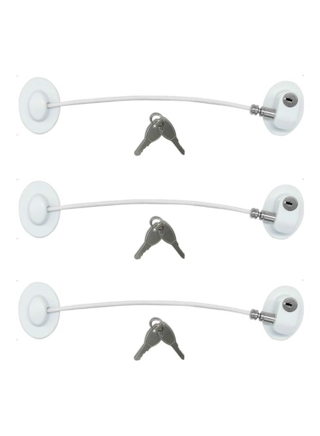 Loquat 3-Piece Refrigerator Lock With 6 Keys White - Image 1