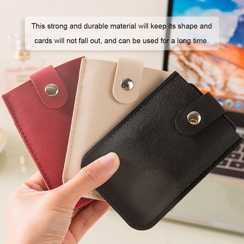 Stackable Pull-Out Card Holder Multi-Card Slots Credit Card Holder PU Leather Pocket Business Card Holder with Snap Buttons - Image 3