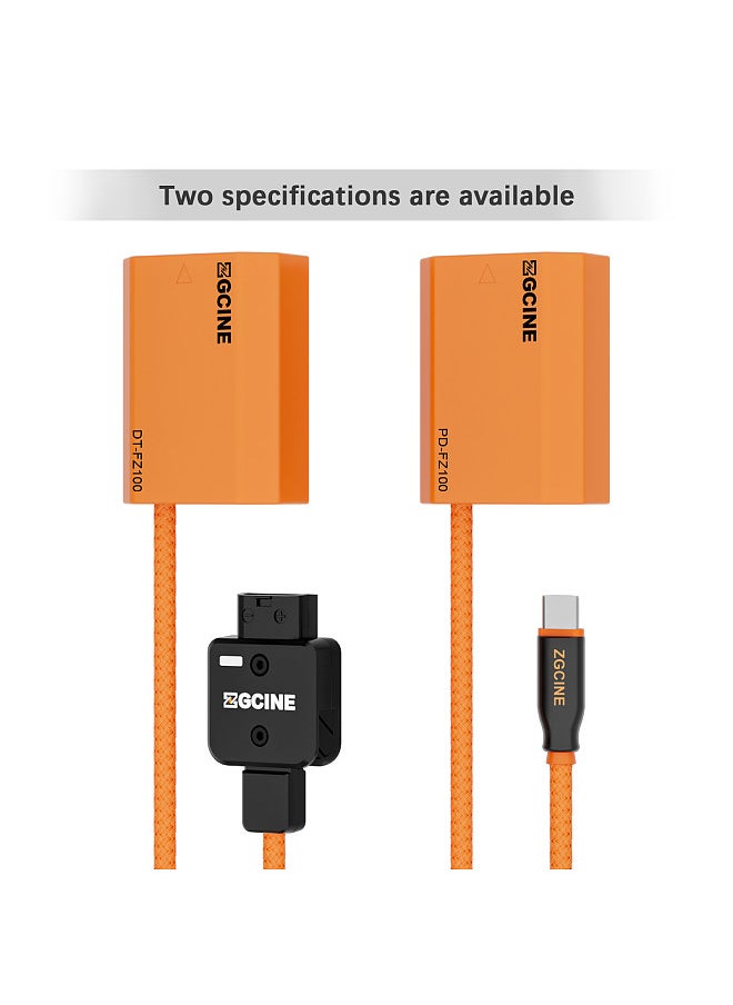 ZGCINE PD-FZ100 Type-C to NP-FZ100 Dummy Battery with Braided Wire DC Coupler Accessory for Sony A7R V/A7 IV/A7S III/A7R IV/A7R III/A7 III/A7C/A7CR/A7C II/A6600/A6700/FX3/FX30/ZV-E1/A1/A9/A9II Camera