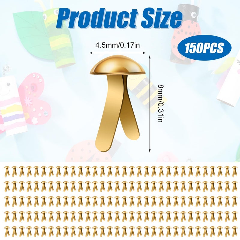 XIHIRCD 150pcs Paper Clips for Crafts, 0.17x0.31in Shiny Smooth Round Head Split Pins for Paper Crafts Brads Paper Fasteners for Scrapbooks Brass Fasteners for Cards Photo Walls Kids Craft (Gold) - Image 2