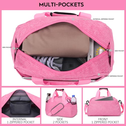 Ineetatu 14 inch Small Gym Bag for Women & Men, Mini Duffel Bag for Travel Sports Lightweight Carry On Bag (Rose) - Image 2