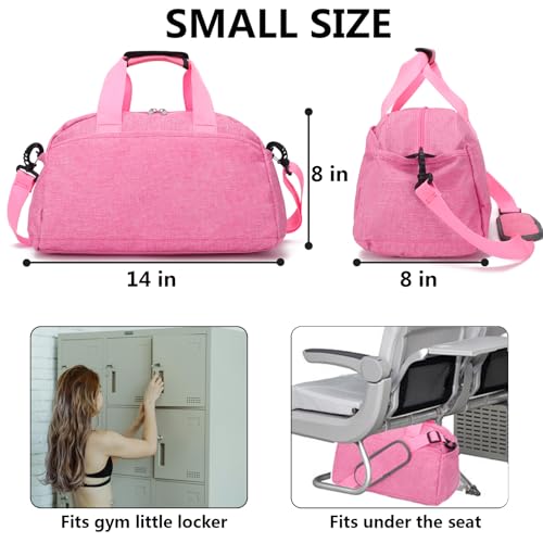 Ineetatu 14 inch Small Gym Bag for Women & Men, Mini Duffel Bag for Travel Sports Lightweight Carry On Bag (Rose) - Image 3