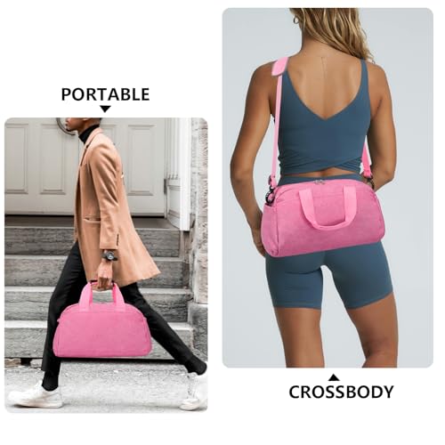 Ineetatu 14 inch Small Gym Bag for Women & Men, Mini Duffel Bag for Travel Sports Lightweight Carry On Bag (Rose) - Image 4