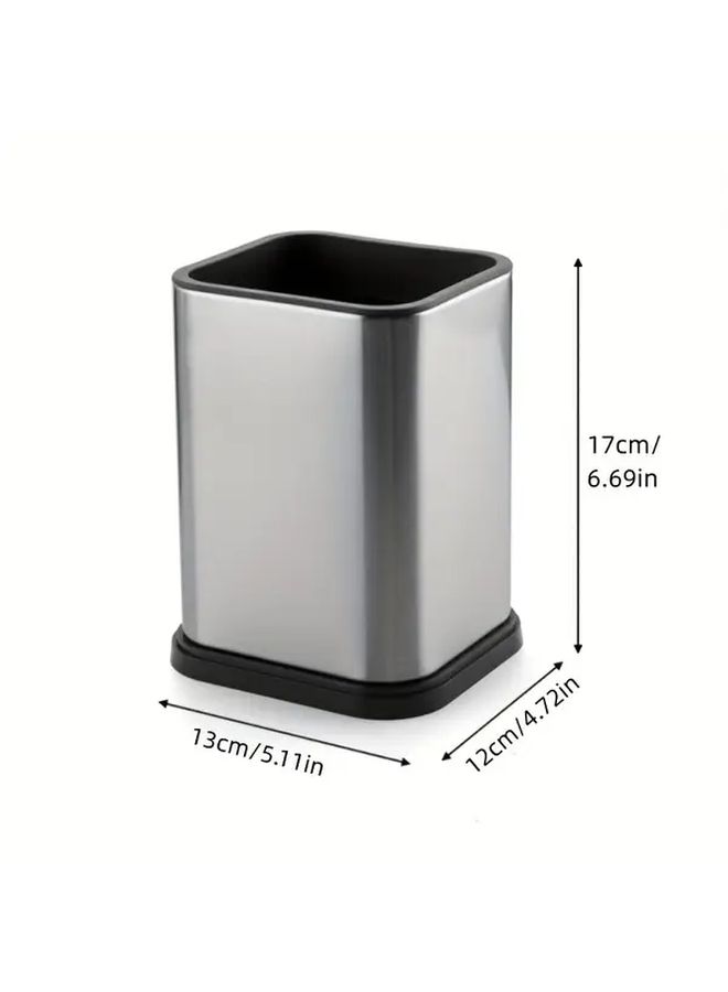 Stainless Steel Kitchen Utensil Holder For Countertop 1pc Modern Rectangular Large Cooking Utensil Caddy Spoon Spatula Organizer Crock Silvery - Image 3