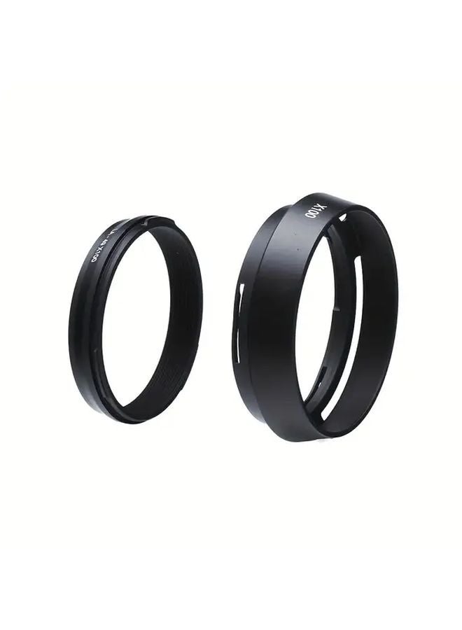 Black Aluminum Alloy Lens Hood Adapter Set for Fujifilm X100V X70 X100S X100T - Image 2
