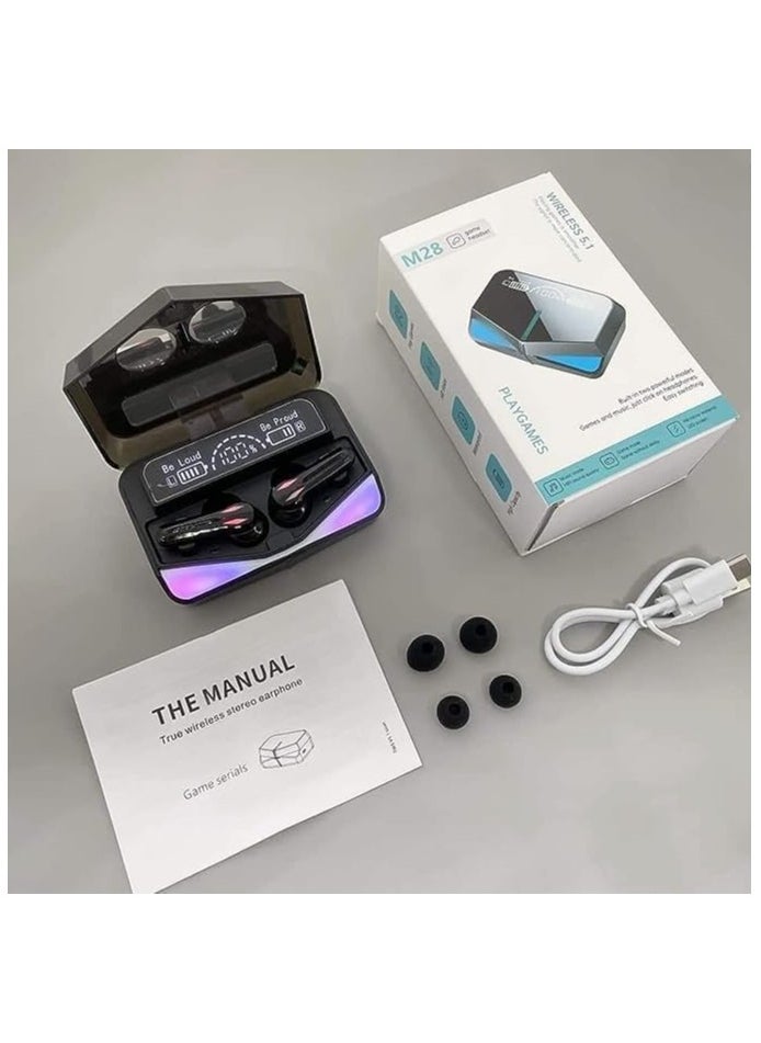 Generic - M28 Wireless Earbuds TWS Bluetooth 5.1 Earphones Touch Control Microphone Mirror Screen Mini LED Display Excellent Sound Ensure Fast & Stable Connection Waterproof - Image 1