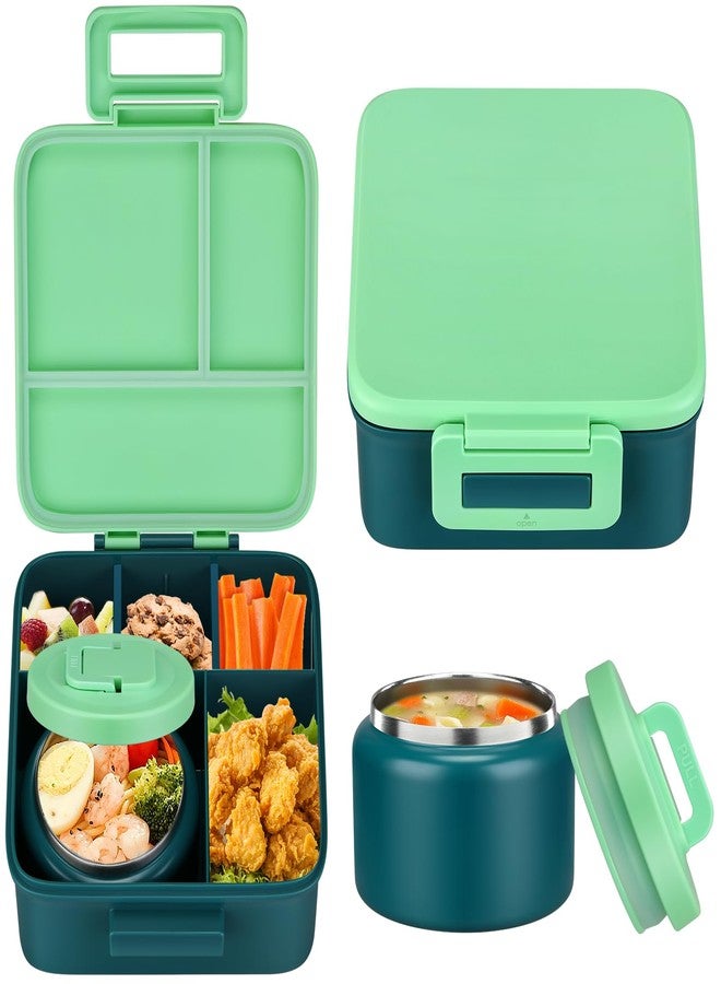 MAISON HUIS Bento Lunch Box with 8oz Soup Thermo, 5-Compartment Leak-Proof Container, Thermo Hot Food Jar and Insulated Lunch Bag, BPA Free,Travel, School (Gray) - Image 1