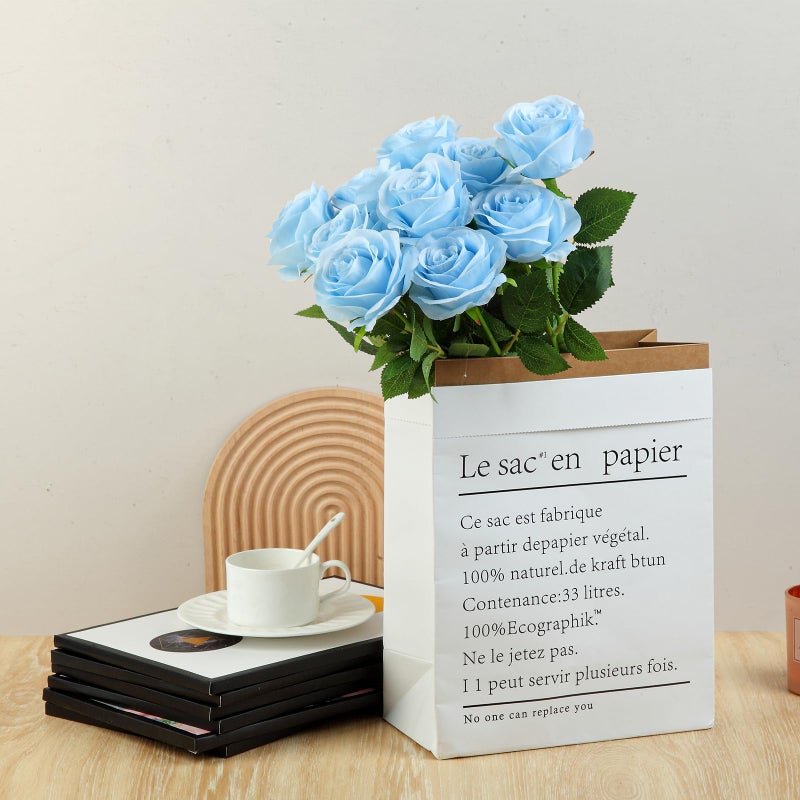Helera 12pcs Roses Artificial Flowers Fake Roses Blue Silk Roses Flowers Rose with Long Stems for Wedding Home Party Centerpieces Decorations - Image 3
