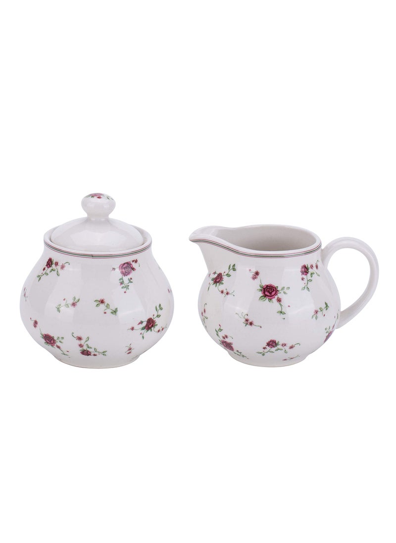 Lonovel Lonovel Cream  Sugar Sets with Lids Porcelain Vintage Floral Sugar Bowl and Creamer Set In Beige Ceramic Sugar and Creamer Sets for Home and Kitchen Dining ServingRose 