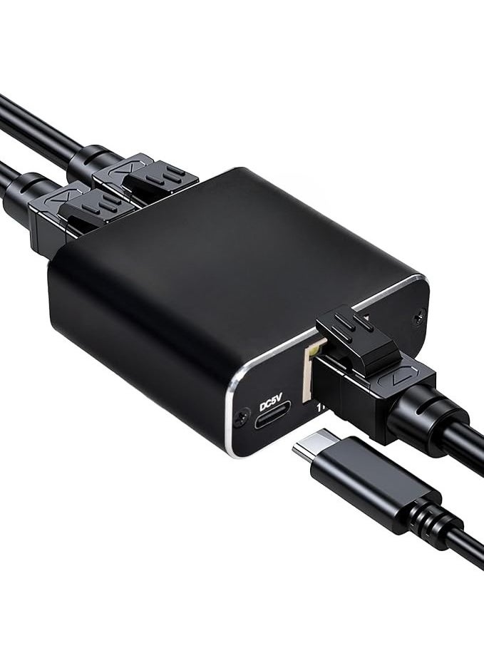 Generic 1 to 2 Gigabit LAN Network Splitter – Dual Port RJ45 Ethernet Adapter with Type-C Power for PC, Router, Digital TV, Switch Hub  - Image 2