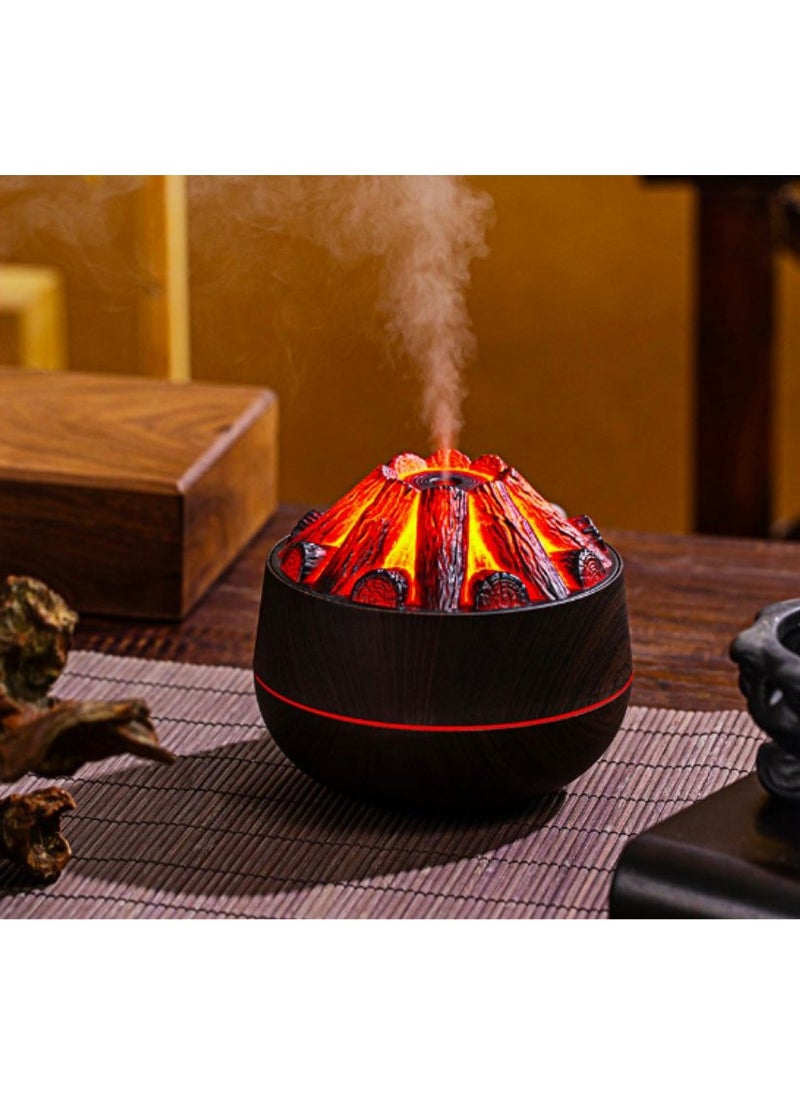 Generic - Hot Charcoal fire Simulated Ultrasonic Humidifier Diffuser aroma essential oil nebulizer machine 300ML flame humidifier for home - Image 1