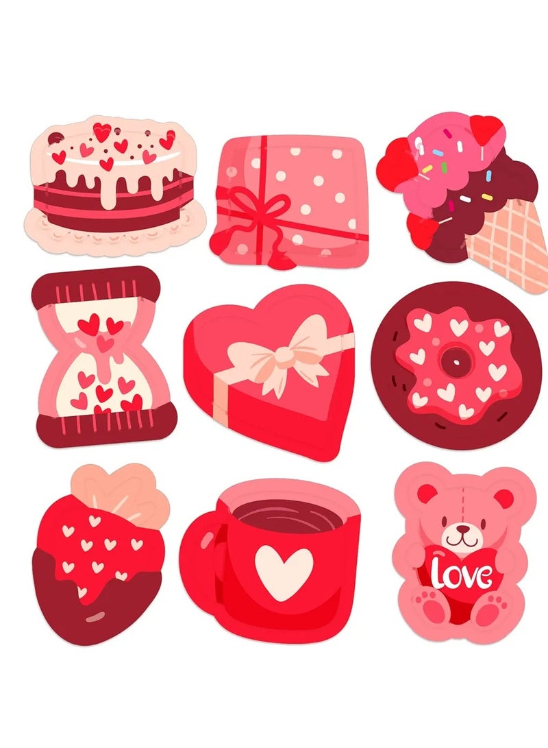 100Pcs Valentine Stickers for Kids Valentines Heart Donut Candy Cake Stickers Valentines Party Decorations Stickers Gifts for Kids Classroom Valentines Party Favors - Image 1