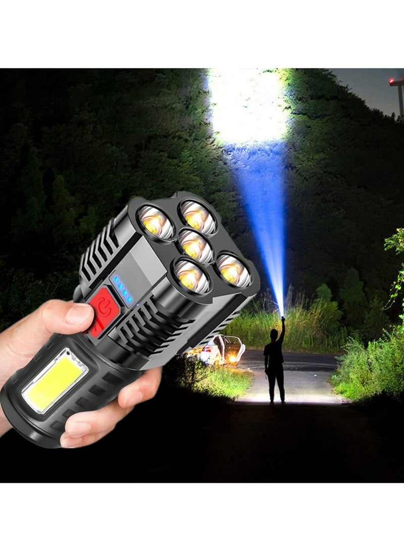 فلاش لايت LED سوبر برايت ، فلاش لايت خارجي عالي التحمل مع 4 وضائف و 5 شمعات، للطوارئ، التخييم، المشي، المغامرة، الصيد، مقاوم للماء IPX4، سعة كبيرة قابلة للشحن - Image 1