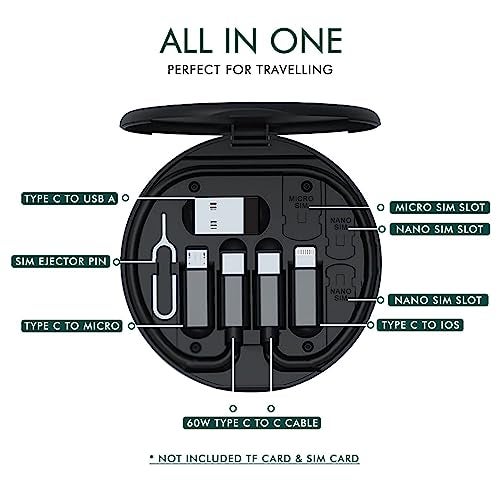 Like Star® All in One 60W USB Fast Charging Travel Data Cable Set Type C, Lightening and Micro USB Port Inbuilt Mobile Stand Compatible with iPhone, iPad, Samsung, RealMe & All Other Android Phones - Image 2