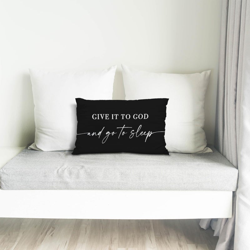 Knibeo Give It to God and Go to Sleep  Decorative Corduroy Pillows Cover for Bed Corduroy Pillows Cover for Bed 12x20 Inch Pillow Case Decorative Corduroy Pillows Cover for Room(Black 12"" x 20"") - Image 3