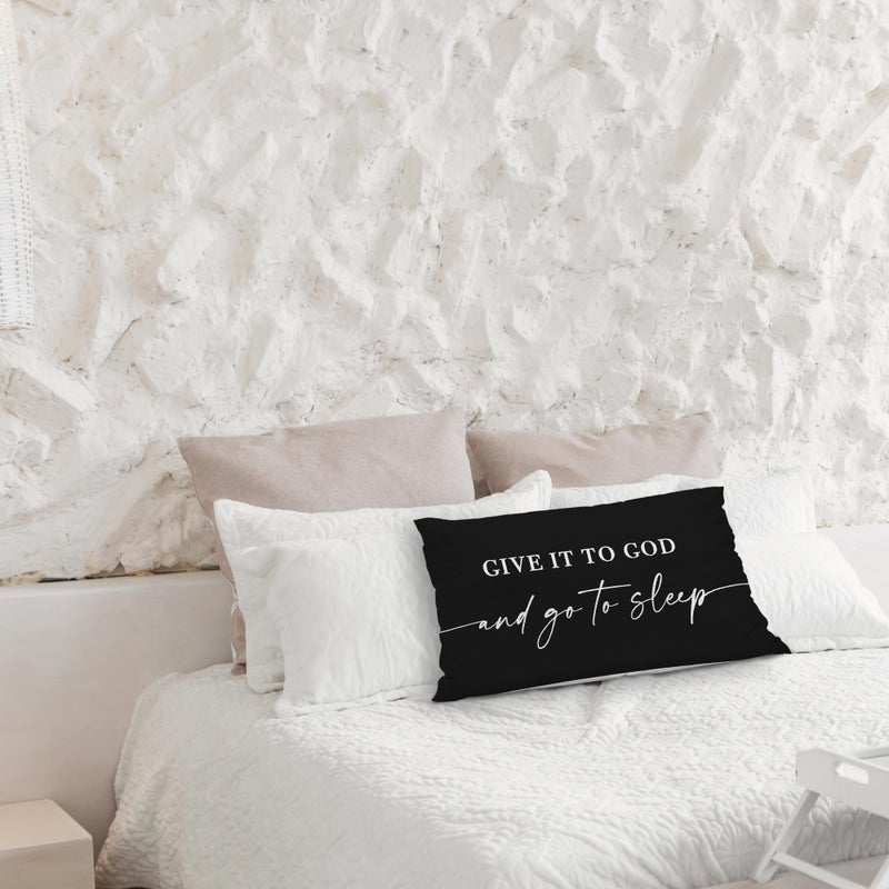 Knibeo Give It to God and Go to Sleep  Decorative Corduroy Pillows Cover for Bed Corduroy Pillows Cover for Bed 12x20 Inch Pillow Case Decorative Corduroy Pillows Cover for Room(Black 12"" x 20"") - Image 5