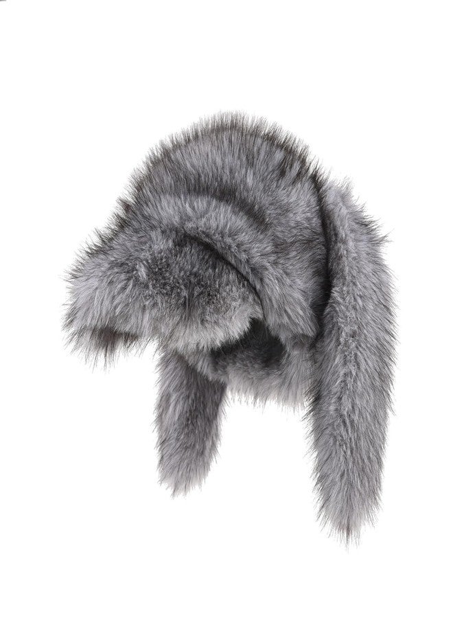 MioCloth Faux Fur Bunny Ears Baseball Hat Plush Thermal Visor Cap Fluffy Rabbit Hat Winter Y2k Costume Accessory for Women - Image 1
