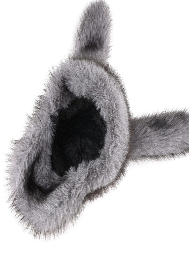 MioCloth Faux Fur Bunny Ears Baseball Hat Plush Thermal Visor Cap Fluffy Rabbit Hat Winter Y2k Costume Accessory for Women - Image 5