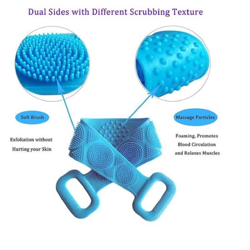 Winberg Winberg Bath Belt Silicon Scurb Sponge Shower Bath Belt Multi colour BeltBath001  - Image 3