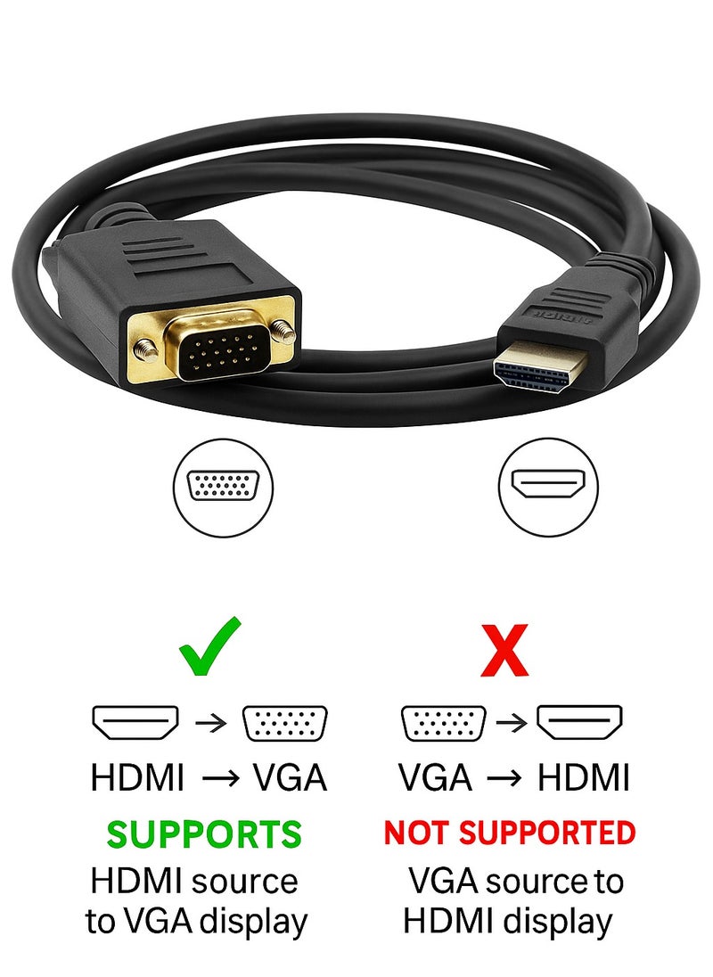 فوجيشكا العربي: كابل HDMI إلى VGA بطول 3 متر – موصل ذكر إلى ذكر لتوصيل مشغلات الفيديو بالتلفاز أو البروجيكتور  - Image 5