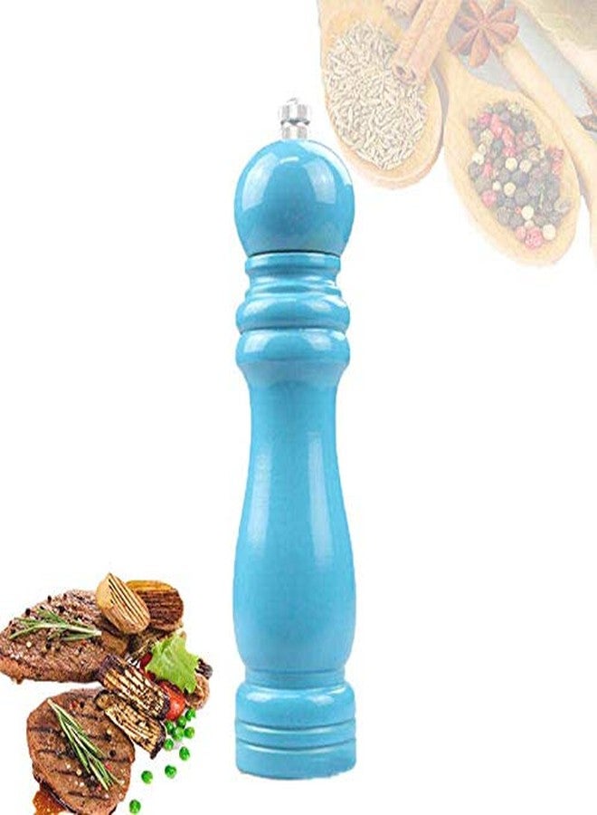 CherryBox Wooden Salt and Pepper Grinder - Mixer Mill Shaker Sprinkler - Steel Blades Crusher - Spice Storage (1 Pcs) (Blue - 6 Inch) - Image 1